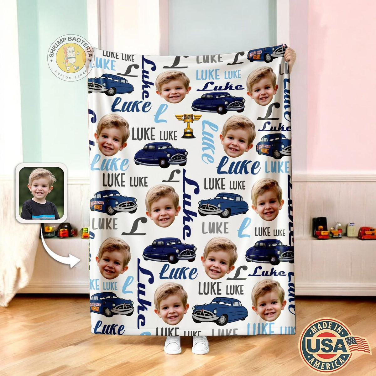 Customized Disney Cars Blanket, Custom Photo And Name Blanket Personalized Character Cars Blanket, Cars Blanket Birthday Gift, Gift For Kids