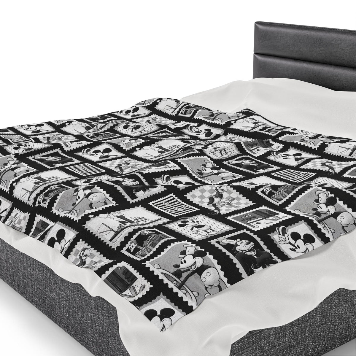 Mickey Mouse Velveteen Plush Blanket - Disney Steamboat Willie, Throw Blanket, Cozy Bedding, Kids Bedroom Decor, Movie Night Companion