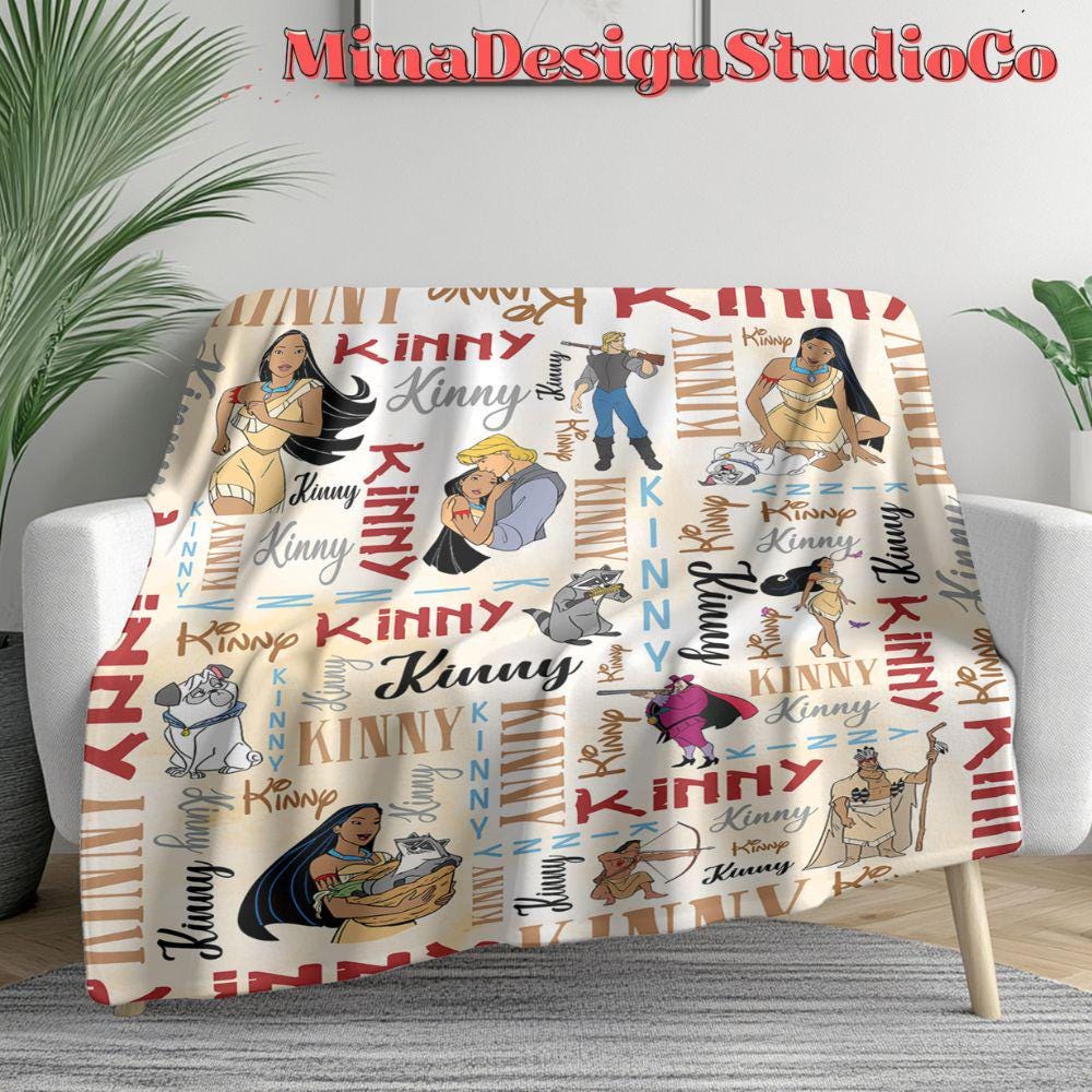 Personalized Watercolor Disney Pocahontas Blanket, Disney Princess Pocahontas Blanket, Baby Girl Pocahontas Birthday Girl Home Decoration