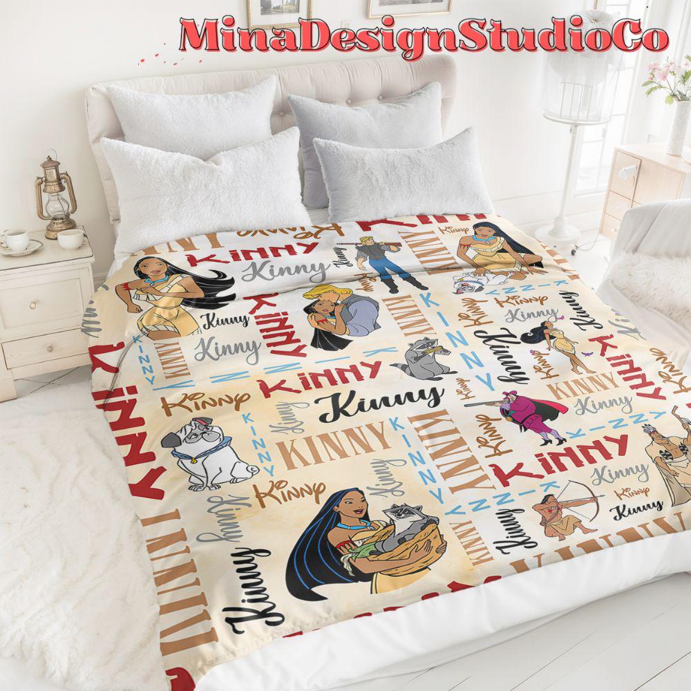 Personalized Watercolor Disney Pocahontas Blanket, Disney Princess Pocahontas Blanket, Baby Girl Pocahontas Birthday Girl Home Decoration
