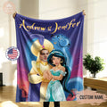 Custom Aladdin & Jasmine Blanket With Face, Disney Couple Custom Photo Blanket, Personalized Blanket For Couple, Ideal Valentine's Day Funny