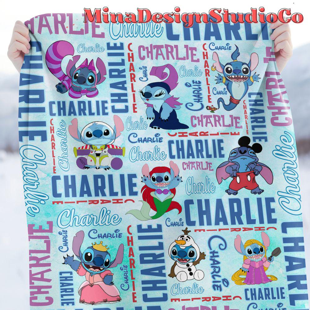 Personalized Disney Stitch Blanket, Ohana Means Family Lilo & Stitch Cosplay Disney Princess Blanket, Birthday Boy, Birthday Girl Home Decor