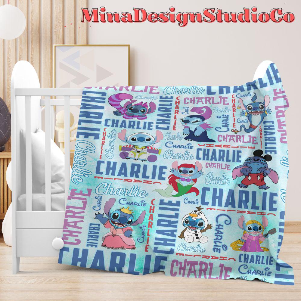 Personalized Disney Stitch Blanket, Ohana Means Family Lilo & Stitch Cosplay Disney Princess Blanket, Birthday Boy, Birthday Girl Home Decor