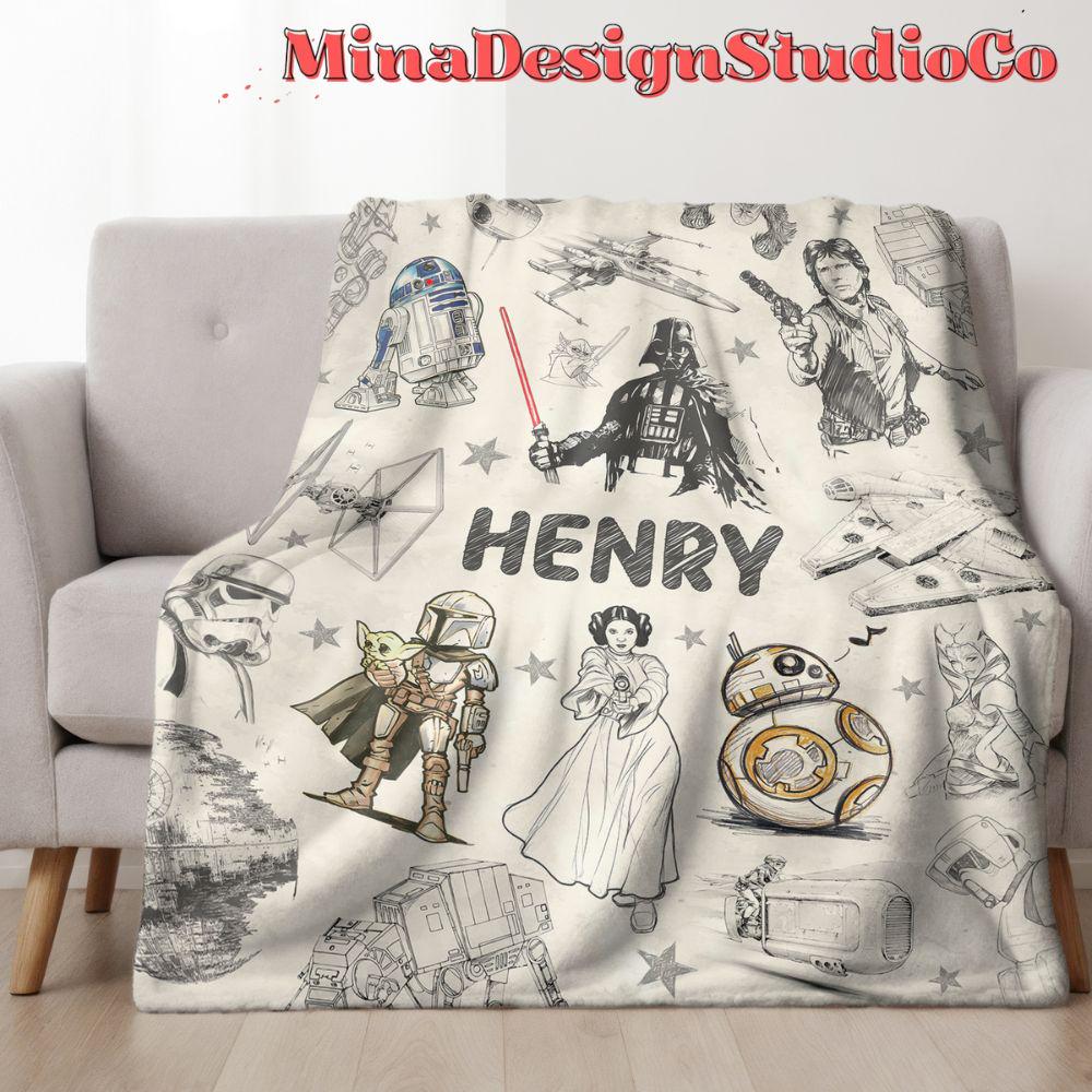 Personalized Disney Star Wars Blanket, Galaxy's Edge Star Wars Birthday Boy, Birthday Girl Gift, May The Force be With You Family Home Decor