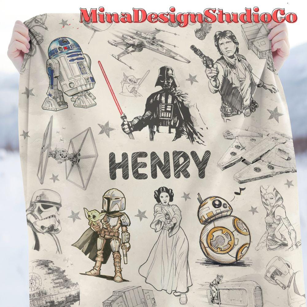 Personalized Disney Star Wars Blanket, Galaxy's Edge Star Wars Birthday Boy, Birthday Girl Gift, May The Force be With You Family Home Decor