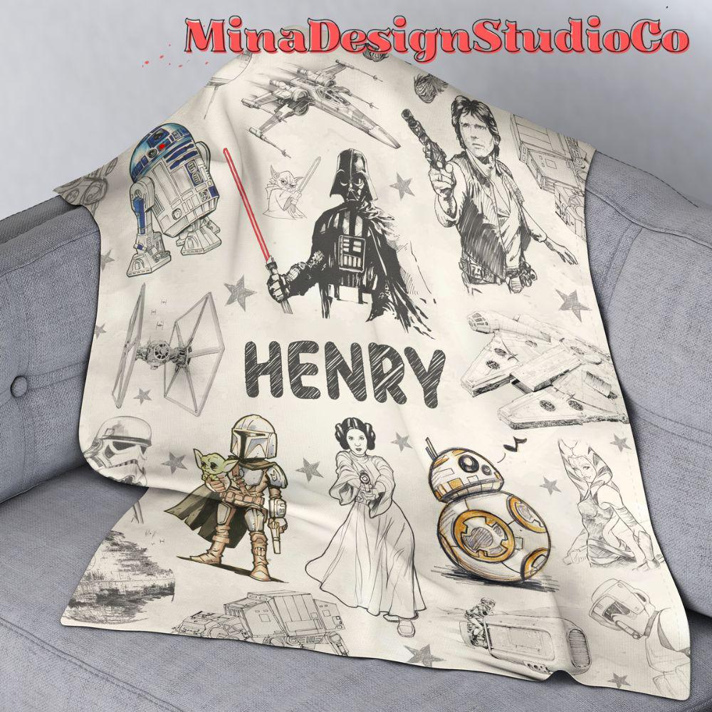 Personalized Disney Star Wars Blanket, Galaxy's Edge Star Wars Birthday Boy, Birthday Girl Gift, May The Force be With You Family Home Decor