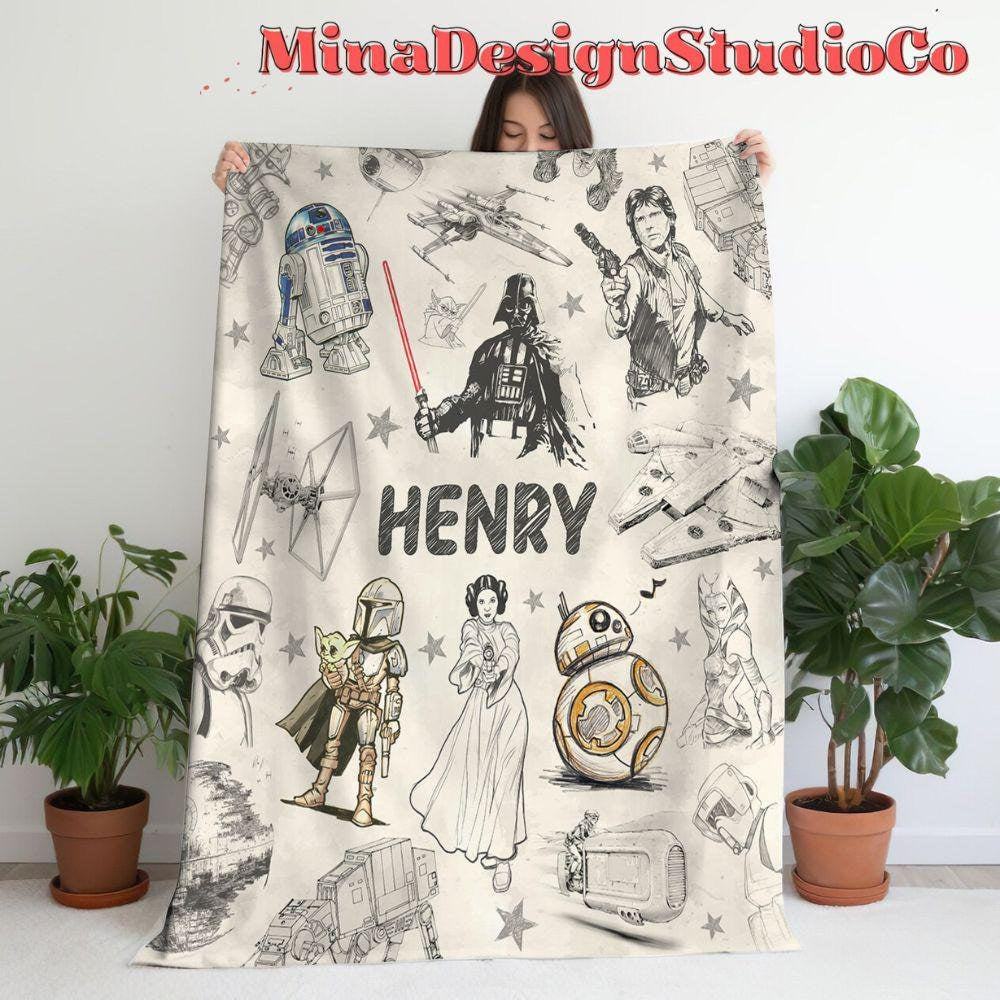 Personalized Disney Star Wars Blanket, Galaxy's Edge Star Wars Birthday Boy, Birthday Girl Gift, May The Force be With You Family Home Decor