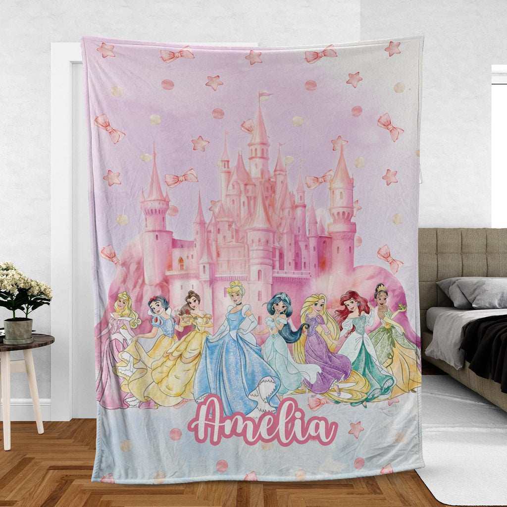 Custom Name Disney Princess Blanket Styles , Gift for Daughter, Birthday Gift Idea, Chibi Princess Blanket, Gift for Her, New Bedroom Decor