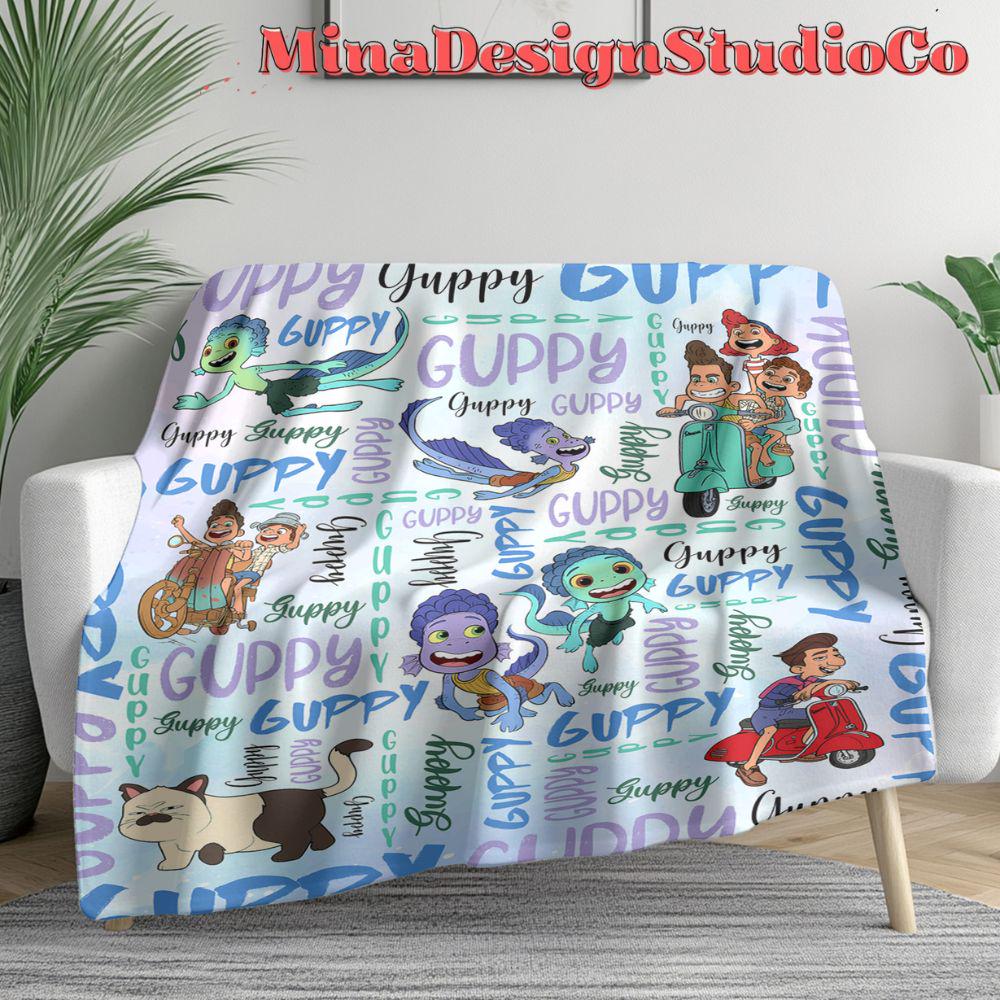 Personalized Watercolor Disney Luca Blanket, Luca Alberto Giulia Family Home Decoration, Luca Birthday Boy Blanket, Luca Movie Kids Blanket