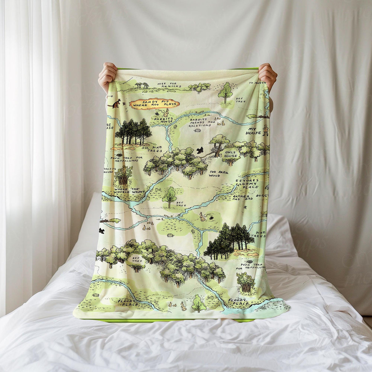 Vintage Hundred Acre Wood Blankets, Pooh Bear Blanket, Fantasy Map Winnie The Pooh Blanket for Kids, Winnie Pooh Blanket, Disney Blankets
