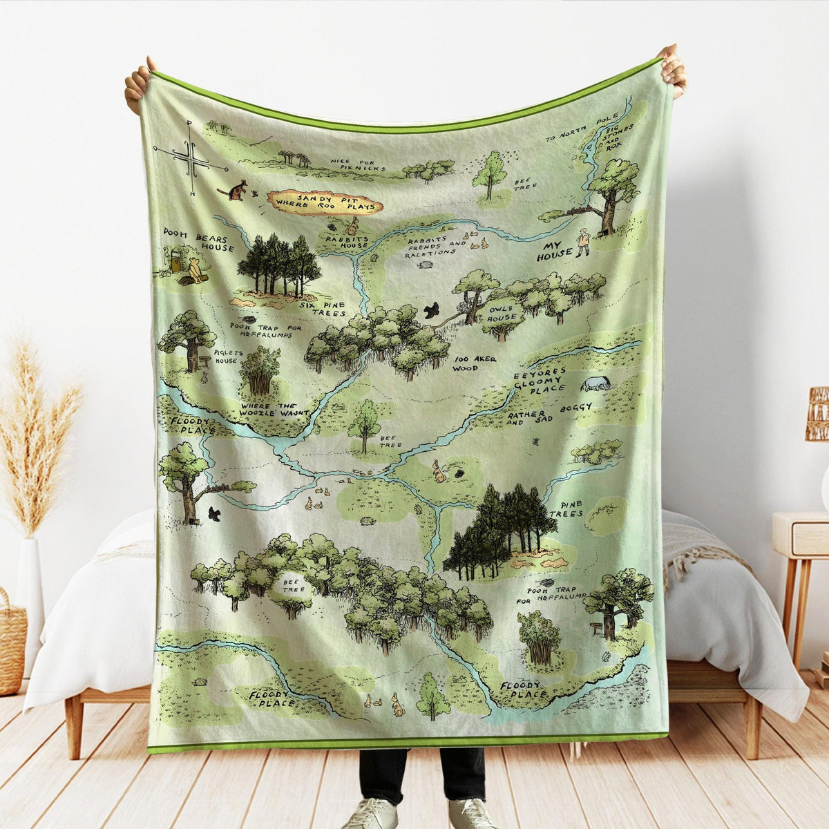 Vintage Hundred Acre Wood Blankets, Pooh Bear Blanket, Fantasy Map Winnie The Pooh Blanket for Kids, Winnie Pooh Blanket, Disney Blankets