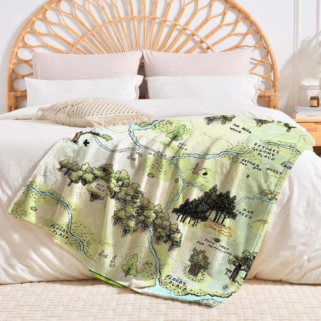 Vintage Hundred Acre Wood Blankets, Pooh Bear Blanket, Fantasy Map Winnie The Pooh Blanket for Kids, Winnie Pooh Blanket, Disney Blankets