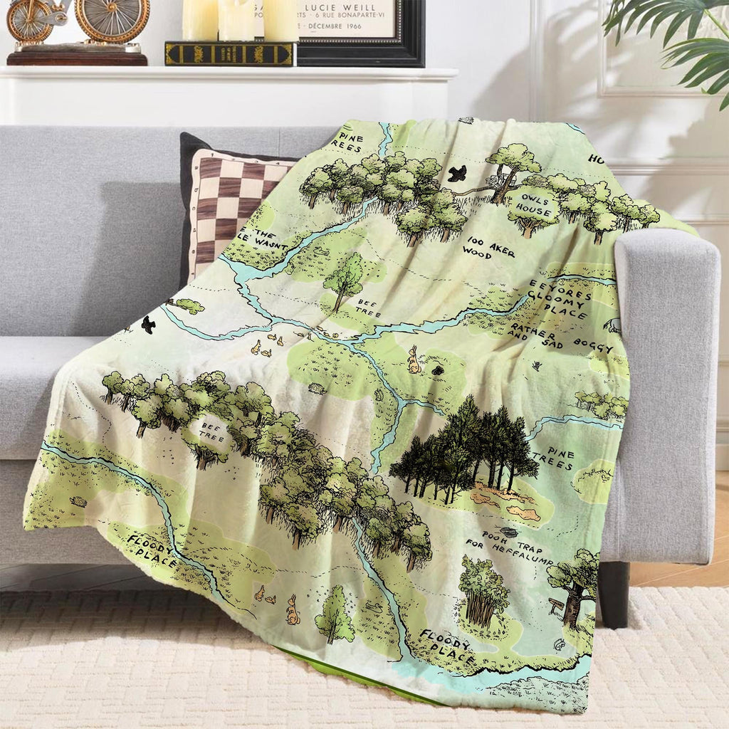 Vintage Hundred Acre Wood Blankets, Pooh Bear Blanket, Fantasy Map Winnie The Pooh Blanket for Kids, Winnie Pooh Blanket, Disney Blankets