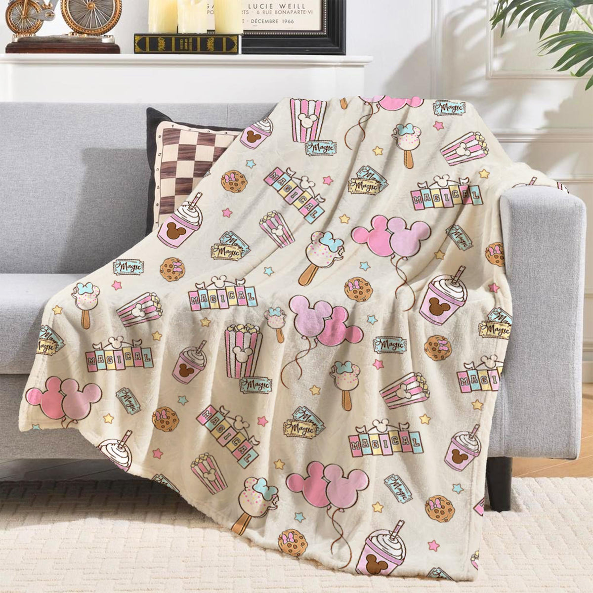 Personalized Disney Blanket, Magical Pastel Park Snacks Blanket, Custom Disney Blanket, Mickey Minnie Blankets, Magical Castle Blanket