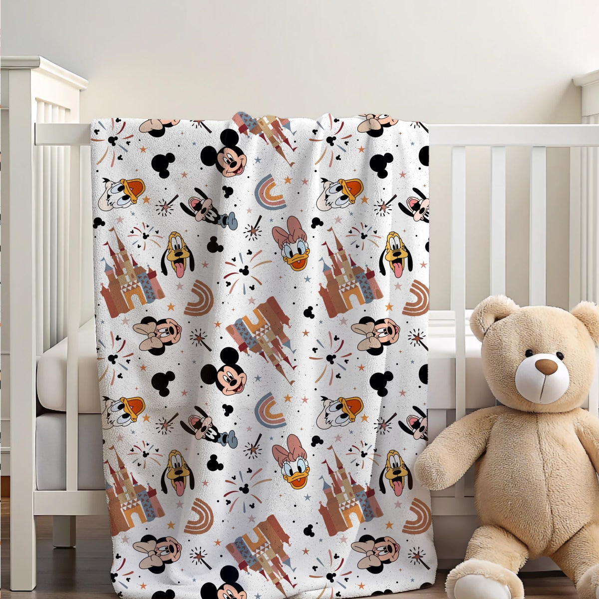 Mickey Castle Baby Blanket, Baby Shower Gift, Customizable Blanket, Disney Blanket, Disney Home Decor, Castle Blanket, Sherpa Blanket