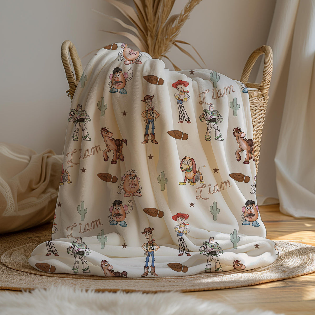 Personalized Toy-Inspired Velveteen Plush Blanket, Cozy Kids Blanket, Perfect Gift for Birthdays, Baby Showers, Playrooms, Nursery