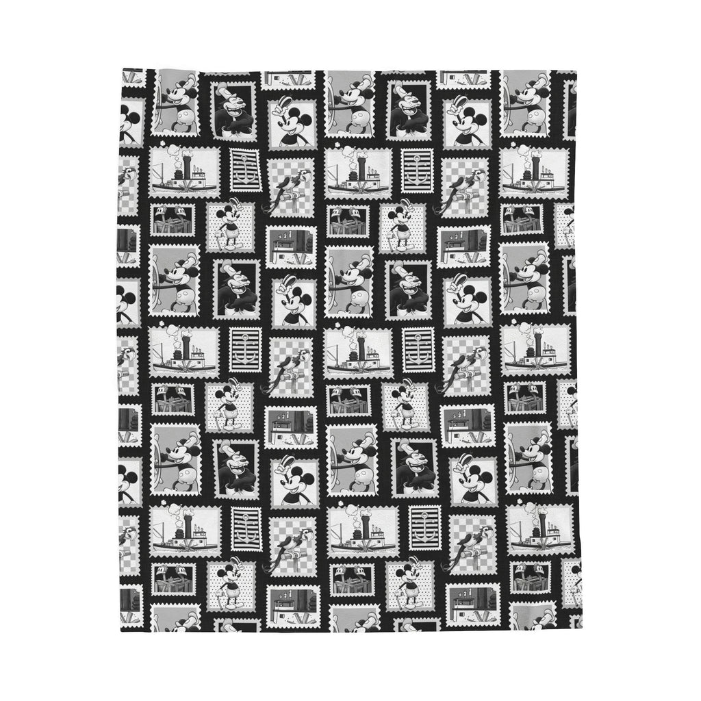 Mickey Mouse Velveteen Plush Blanket - Disney Steamboat Willie, Throw Blanket, Cozy Bedding, Kids Bedroom Decor, Movie Night Companion