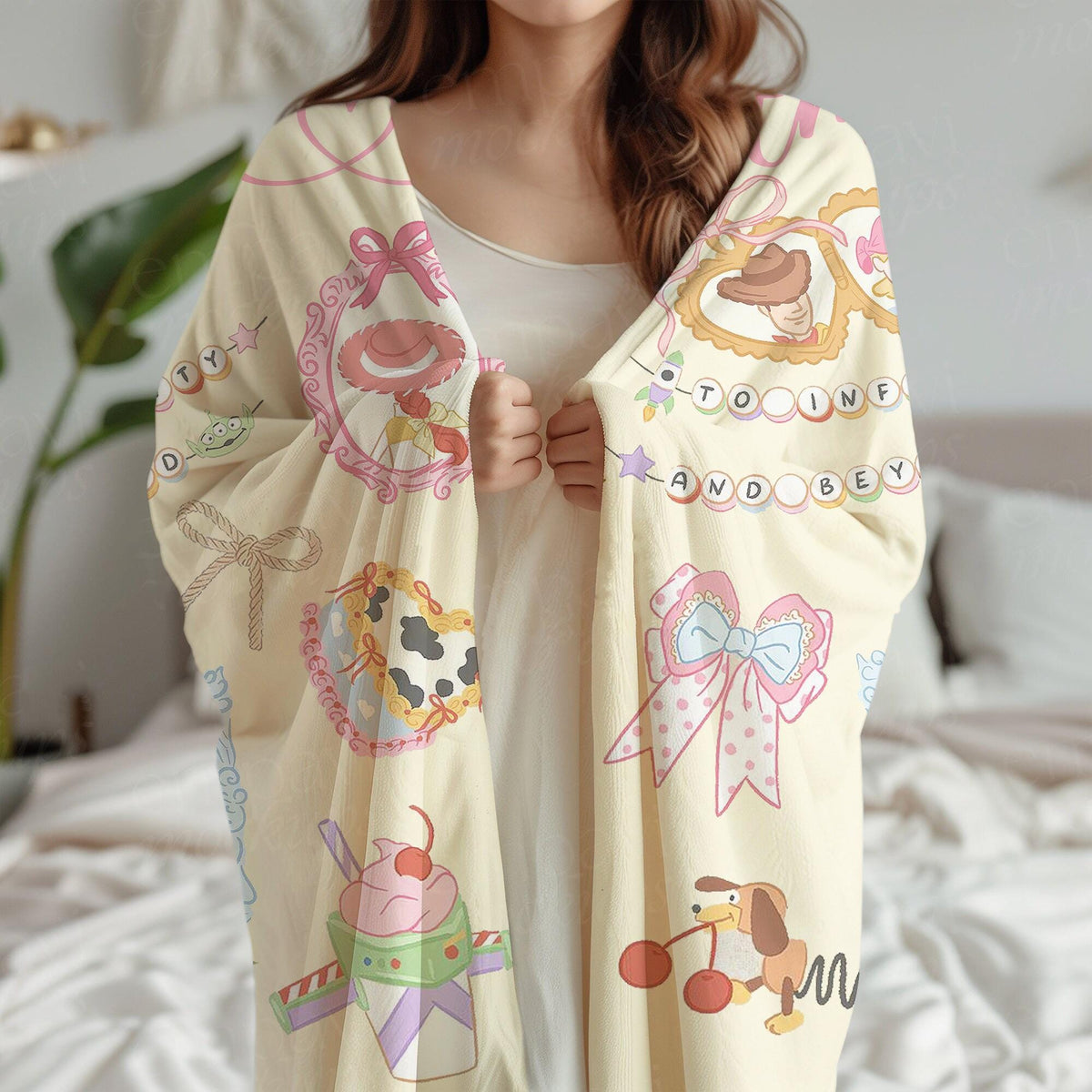 Personalized Coquette Disney Toy Story Blanket, Custom Kids Name gift, Woody Buzz Lightyear Jessie Toy Story Blankets, Bow Toy Story blanket