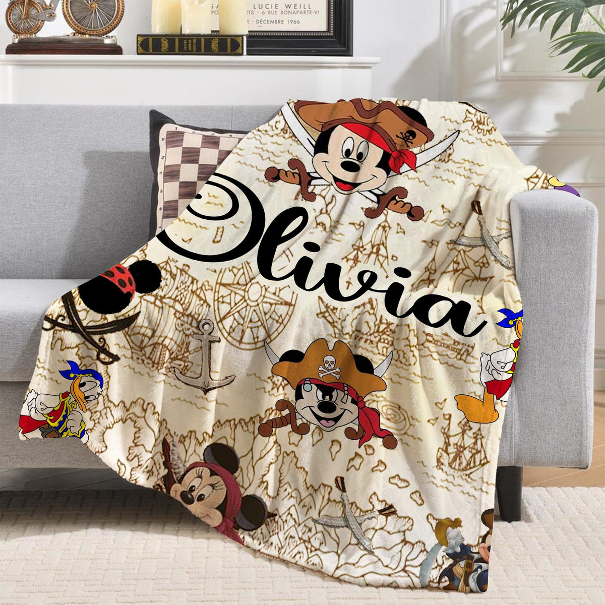 Personalized Pirates Of The Caribbean Blanket, Mickey and Friends Pirates Blanket, Custom Name gift, Disney Family Cruise Trip blankets