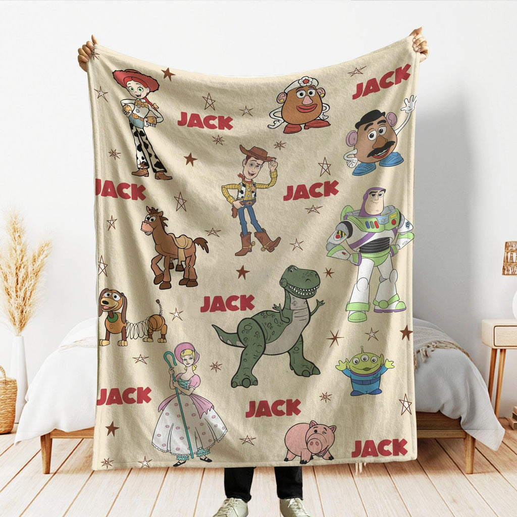Disney Toy Story Personalized Blanket, Custom Name gift, Woody Buzz T-Rex Jessie Blankets, Toy Story Blankets, Toy Story Characters blanket