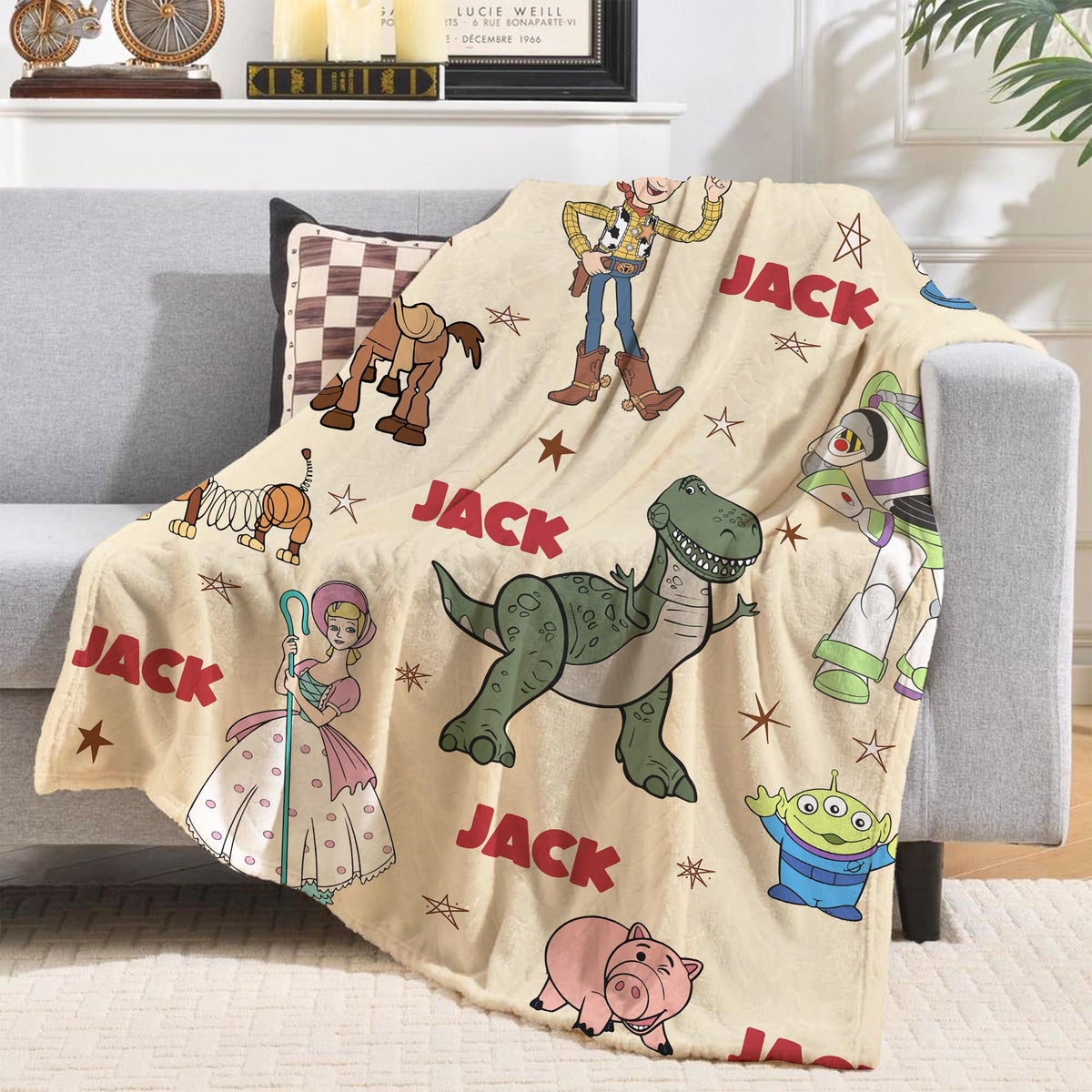 Disney Toy Story Personalized Blanket, Custom Name gift, Woody Buzz T-Rex Jessie Blankets, Toy Story Blankets, Toy Story Characters blanket