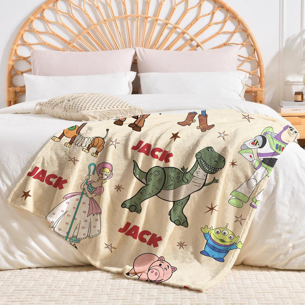 Disney Toy Story Personalized Blanket, Custom Name gift, Woody Buzz T-Rex Jessie Blankets, Toy Story Blankets, Toy Story Characters blanket