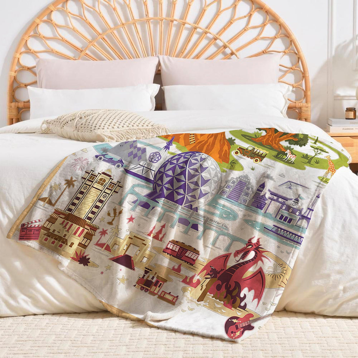 Disney Parks Blankets, Happiest Place On Earth, Magical Castle Blanket, Four Parks Disney World Throw, Magic Kingdom Blanket, Epcot Blanket