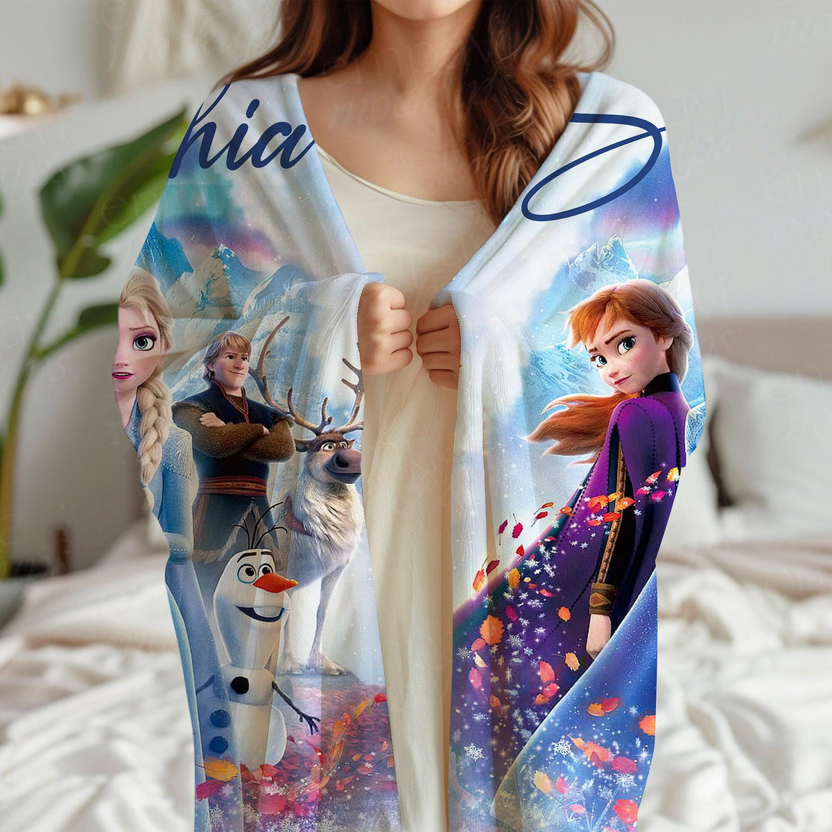Personalized Disney Frozen Blanket, Custom Name gift, Elsa Anna Blanket, Disney Princess Blanket, Frozen Elsa Throw, Anna Elsa Bruni Olaf