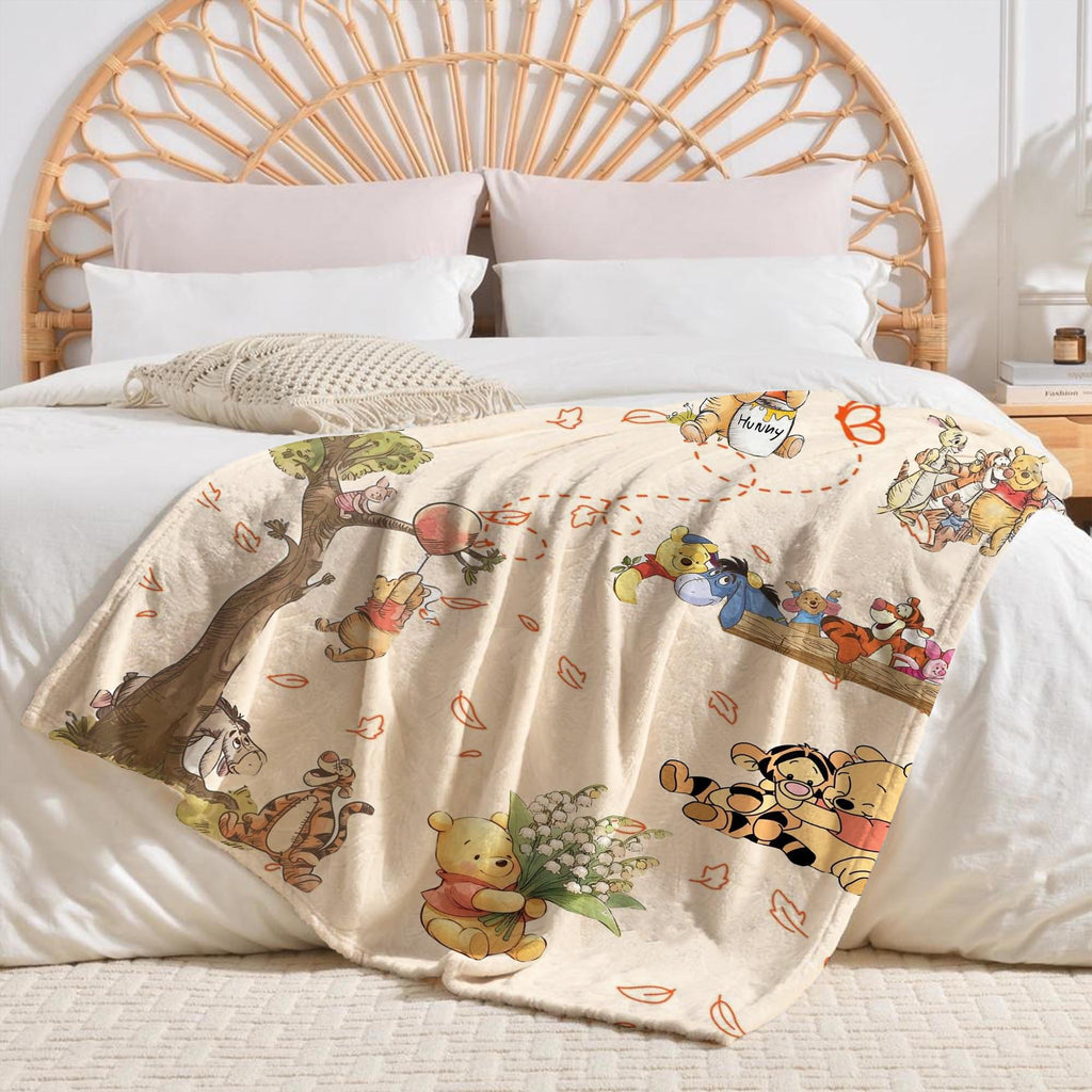 Personalized Classic Winnie The Pooh Blanket, Pooh and Friends Blankets, Custom Kids Name gift, Pooh Birthday blankets, Pooh Bear Throw