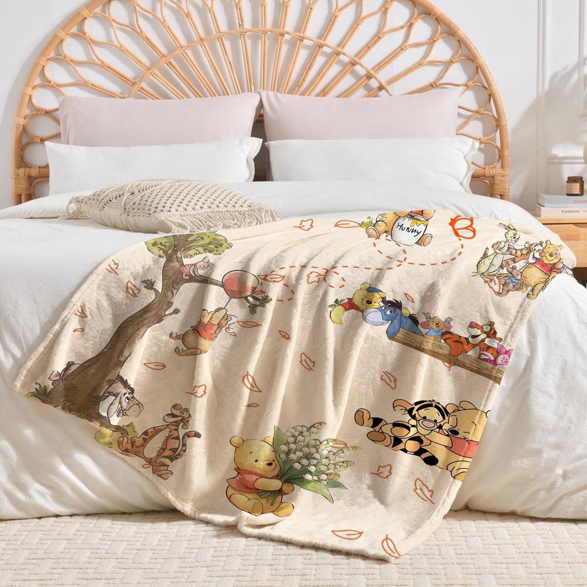 Personalized Classic Winnie The Pooh Blanket, Pooh and Friends Blankets, Custom Kids Name gift, Pooh Birthday blankets, Pooh Bear Throw