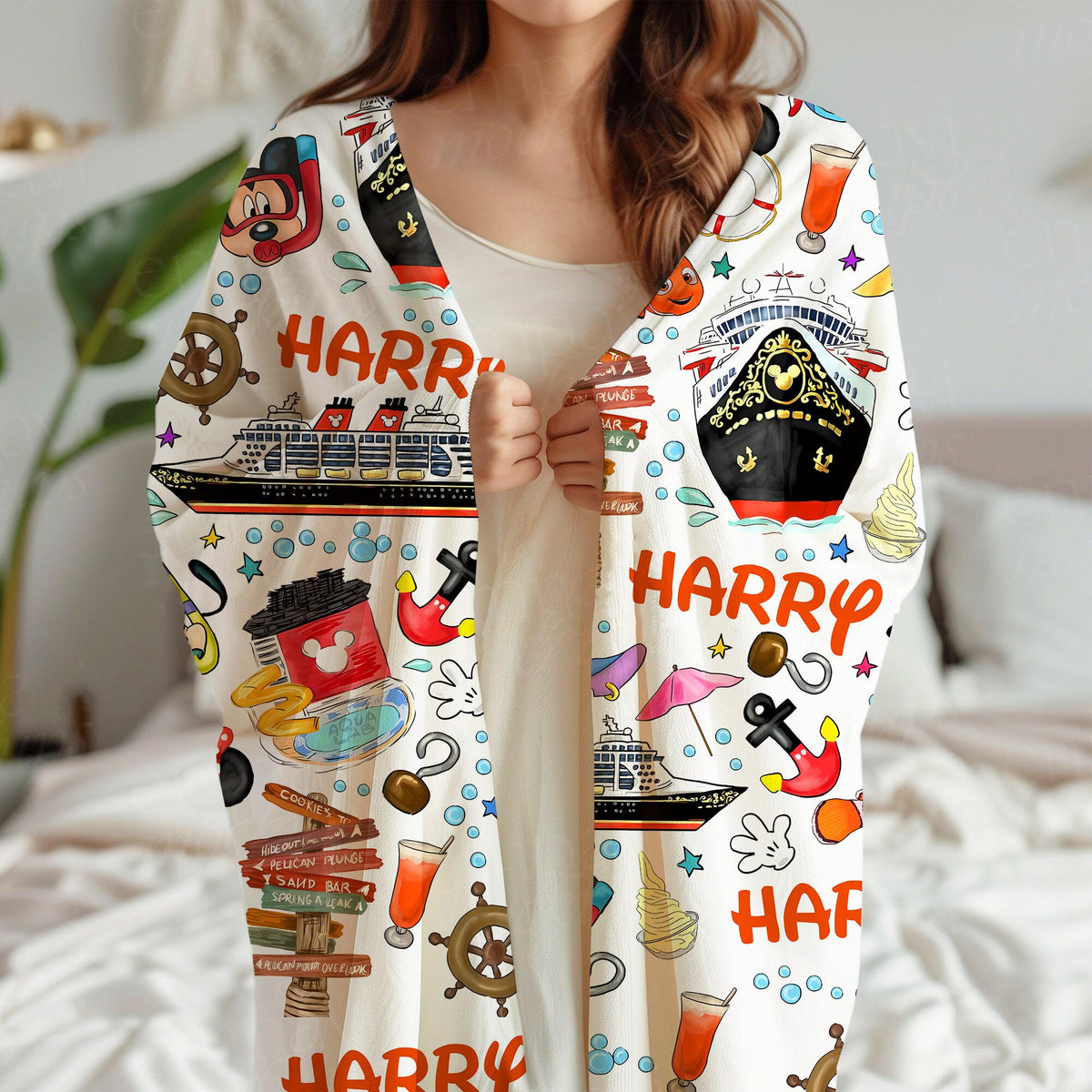 Personalized Mickey and Friends Cruise Blanket, Custom Disney Family Cruise Trip blankets, Disney Wish Dream Magic, Cruise Birthday Gifts