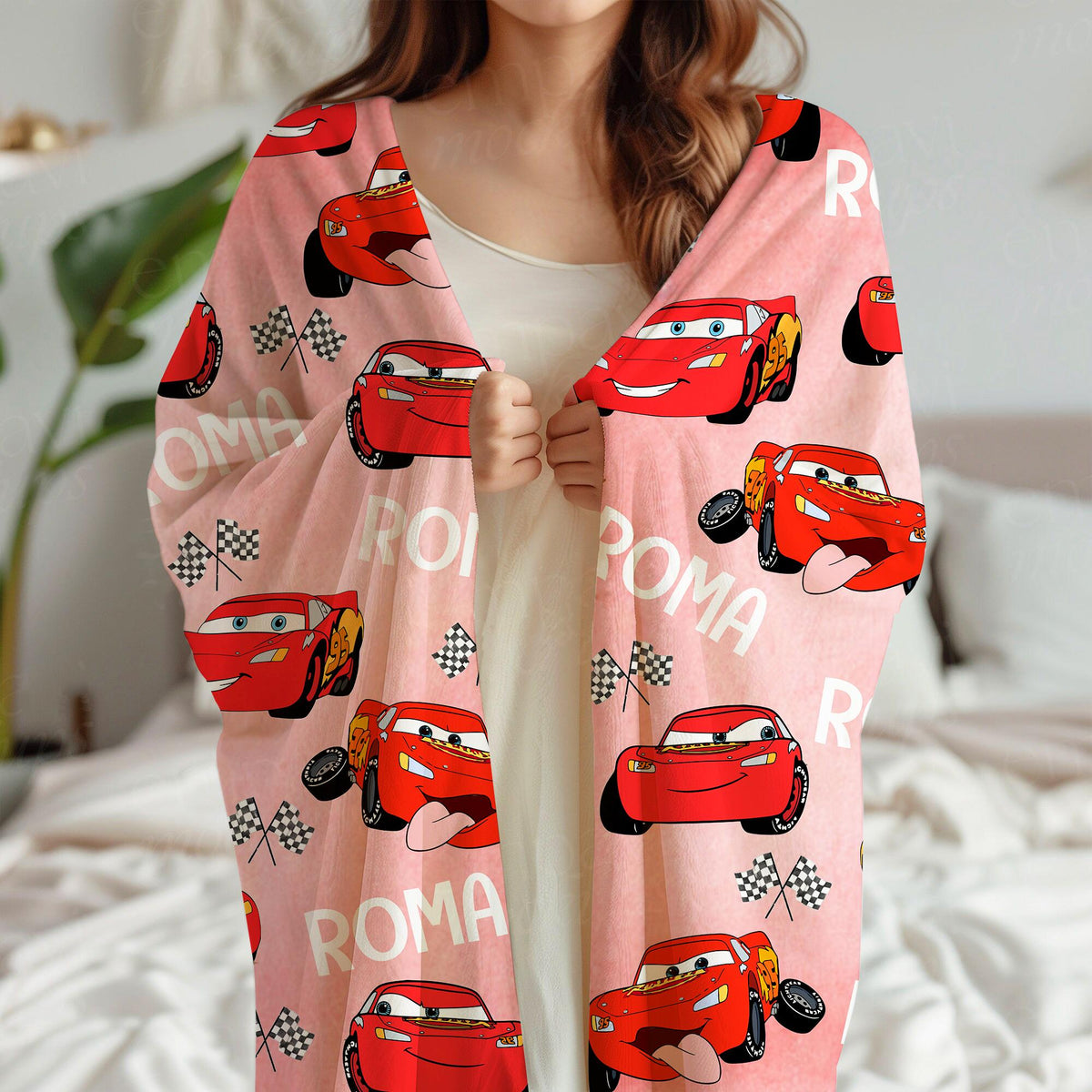Personalized Lightning Mcqueen Blanket, Custom Name MCQueen Blanket, Disney Pixar Cars Blankets, Radiator Springs Throw, Piston cup Blanket