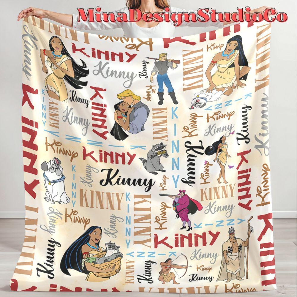 Personalized Watercolor Disney Pocahontas Blanket, Disney Princess Pocahontas Blanket, Baby Girl Pocahontas Birthday Girl Home Decoration