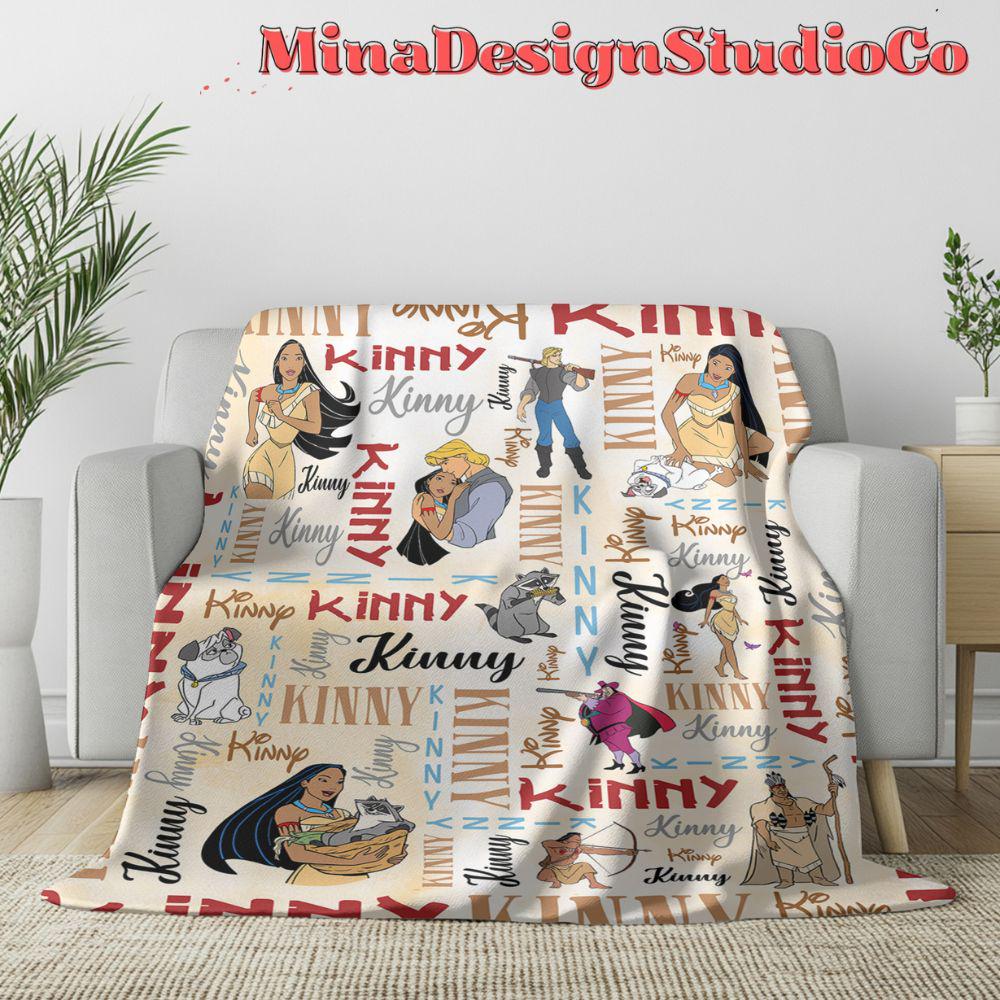 Personalized Watercolor Disney Pocahontas Blanket, Disney Princess Pocahontas Blanket, Baby Girl Pocahontas Birthday Girl Home Decoration