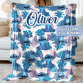 Personalized Lilo Stitch Baby Blanket, Custom Name Stitch Baby Kids Name Blanket, Stitch Blanket, Disney Trip Birthday Gift For Boy Girl