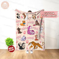 Personalized Disney Cats Character Kitten Blanket, Marie Toulouse Berlioz Figaro Cheshire Cat Lover Birthday Girl, Cat Mom Baby Girl Blanket