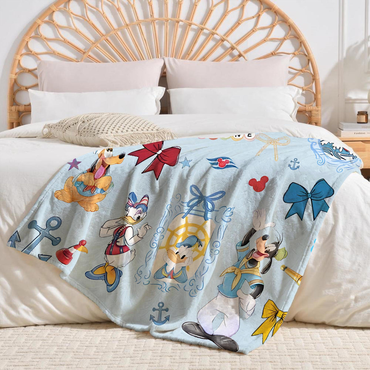 Custom Coquette Bow Disney Cruise Blanket, Disney Cruise Family Blanket, Mickey Minnie Pirate Throw, Yo Ho Ho Pirate's Life For Me Blanket