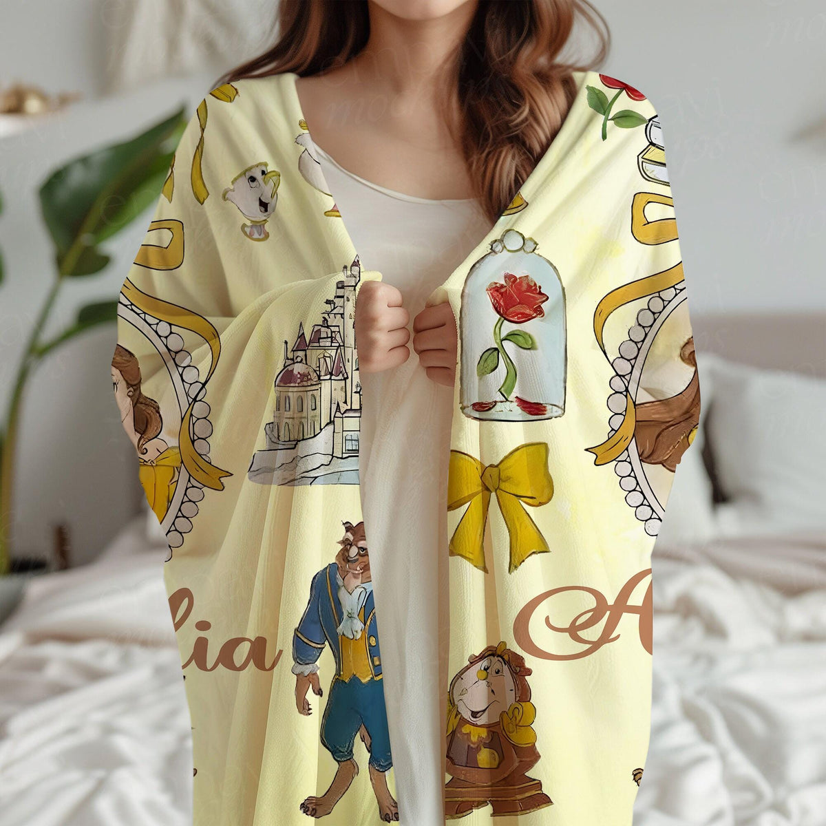 Custom Disney Belle Princess Blanket, Disney Frame Coquette Bows Throw, Disneyland Birthday Girl, Belle Blanket, Beauty and Beast Blankets