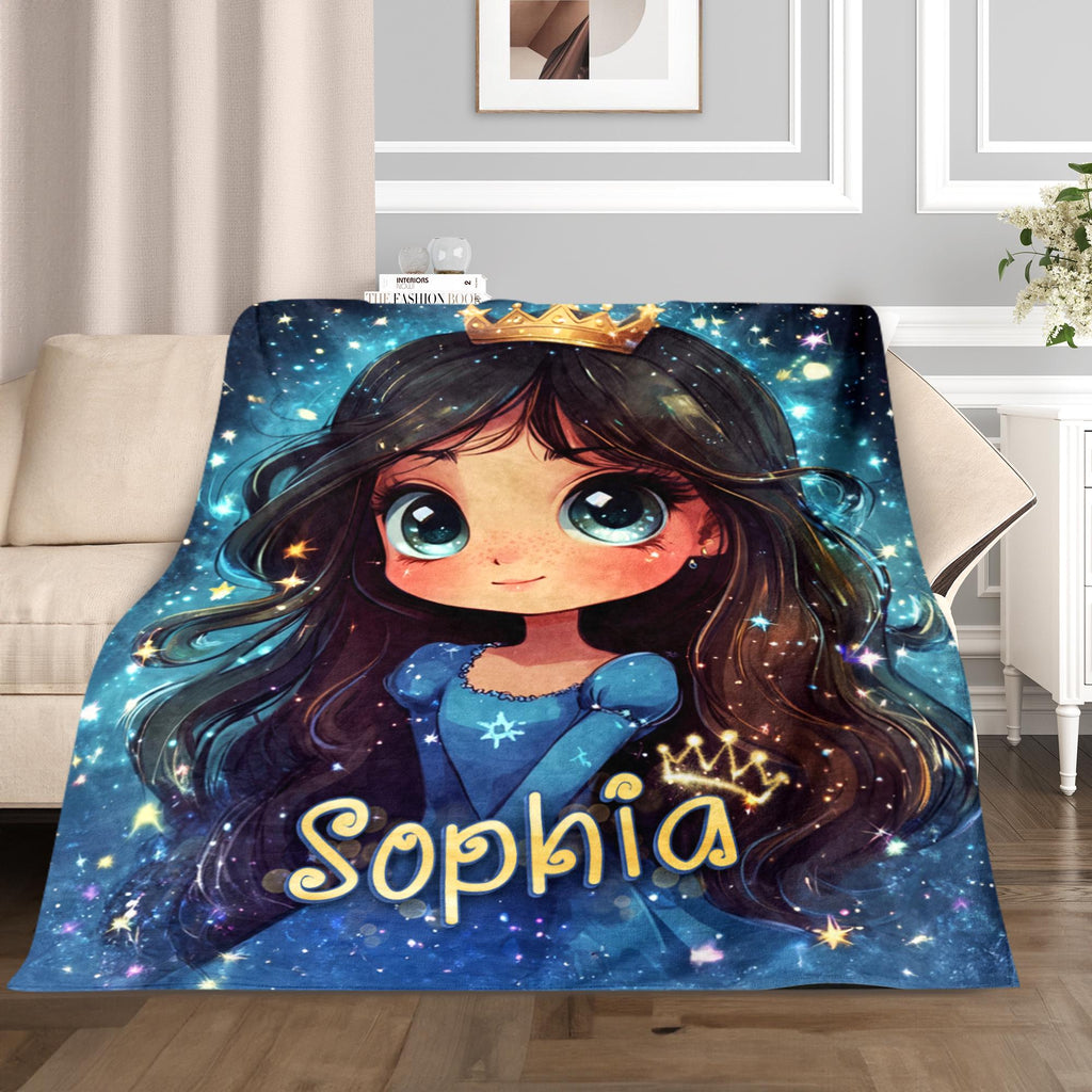 Custom Princess Blanket, Kids Name Blanket, Personalized Baby Girl Blanket, Kids Blanket, Baby Shower Birthday Gift for her, Blanket for Her