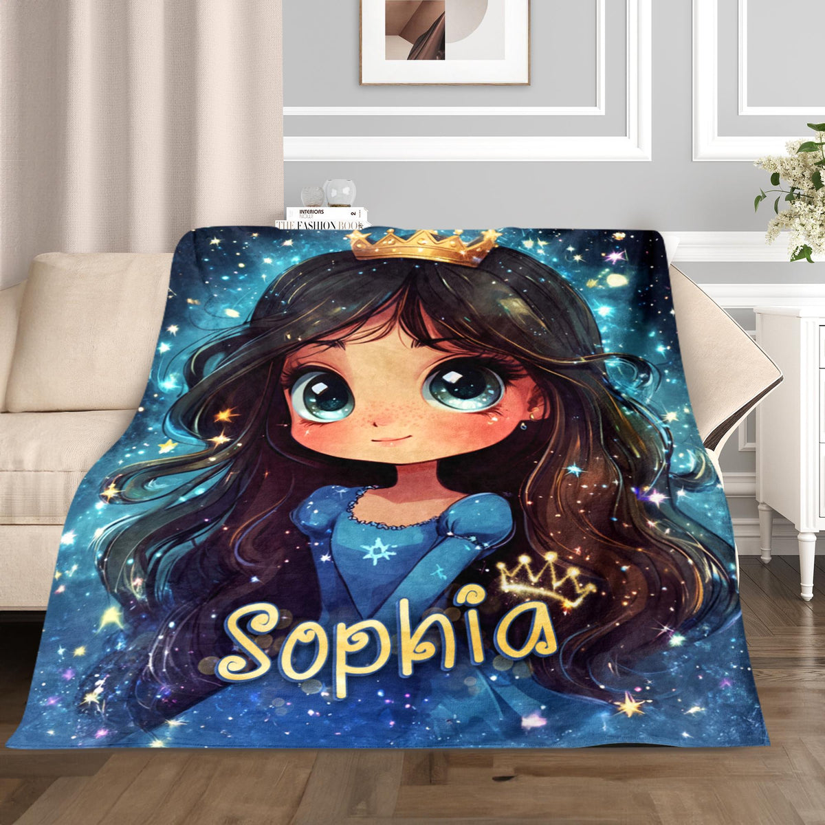 Custom Princess Blanket, Kids Name Blanket, Personalized Baby Girl Blanket, Kids Blanket, Baby Shower Birthday Gift for her, Blanket for Her