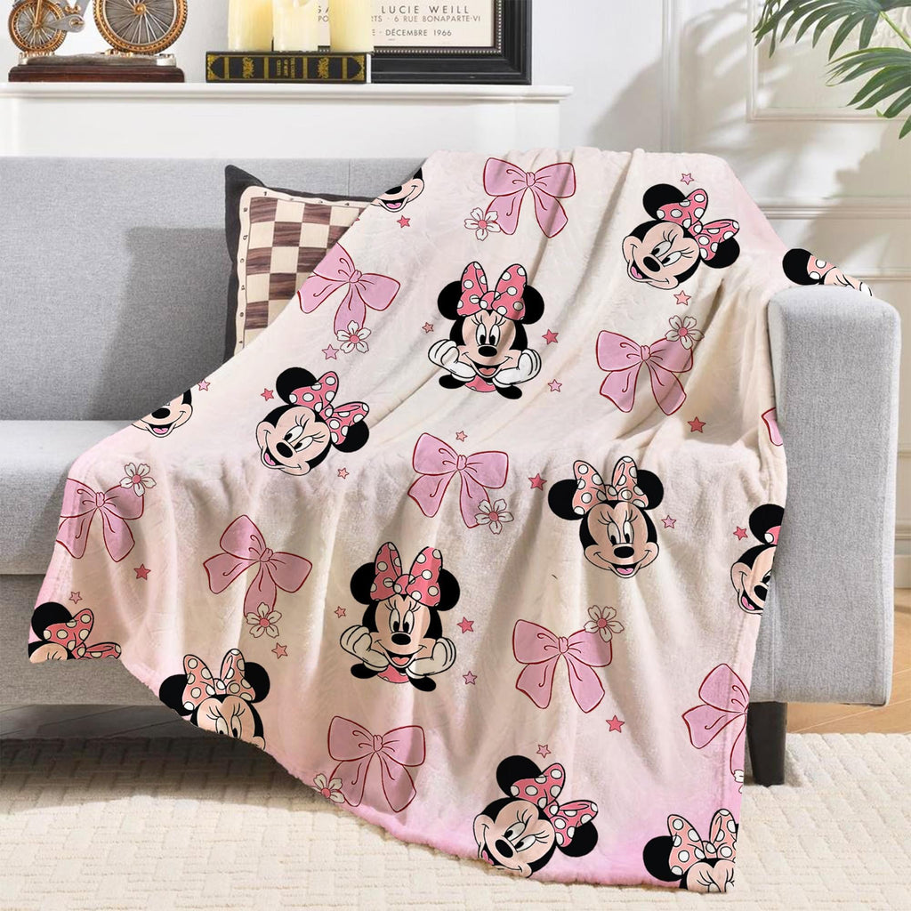 Personalized Minnie Coquette Bow Blanket, Pink Disney Minnie Blankets, Custom Kids Name gift, Magical Mouse blankets, Minnie Mouse Blankets