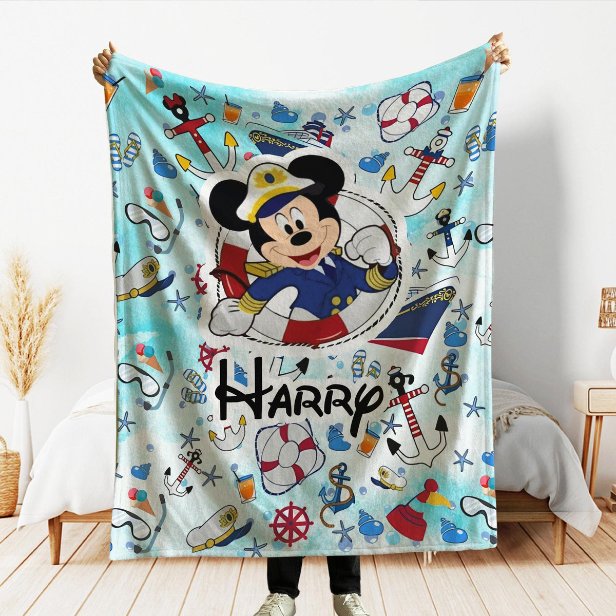 Personalized Mickey and Friends Cruise Blanket, Custom Kids Name gift, Disney Family Cruise Trip 2025 blankets, Disney Wish Dream Magic