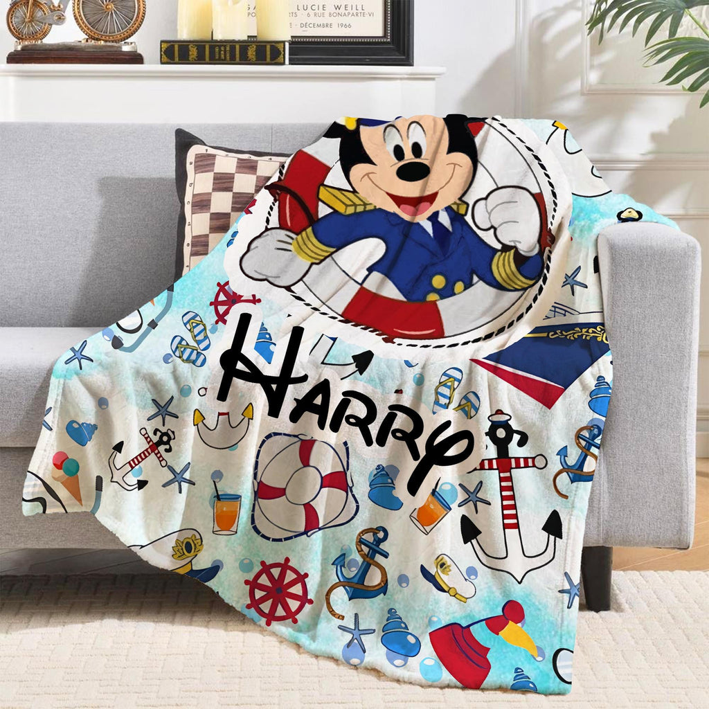 Personalized Mickey and Friends Cruise Blanket, Custom Kids Name gift, Disney Family Cruise Trip 2025 blankets, Disney Wish Dream Magic
