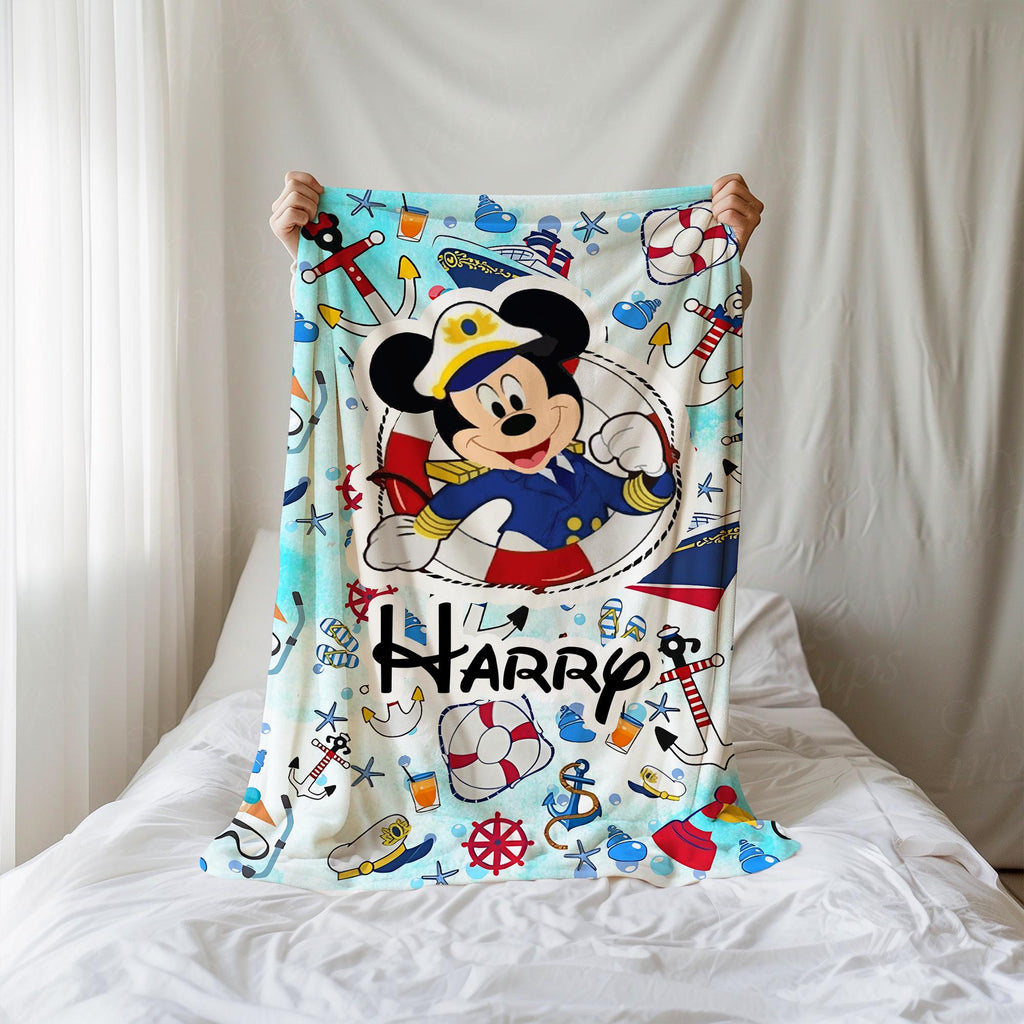 Personalized Mickey and Friends Cruise Blanket, Custom Kids Name gift, Disney Family Cruise Trip 2025 blankets, Disney Wish Dream Magic