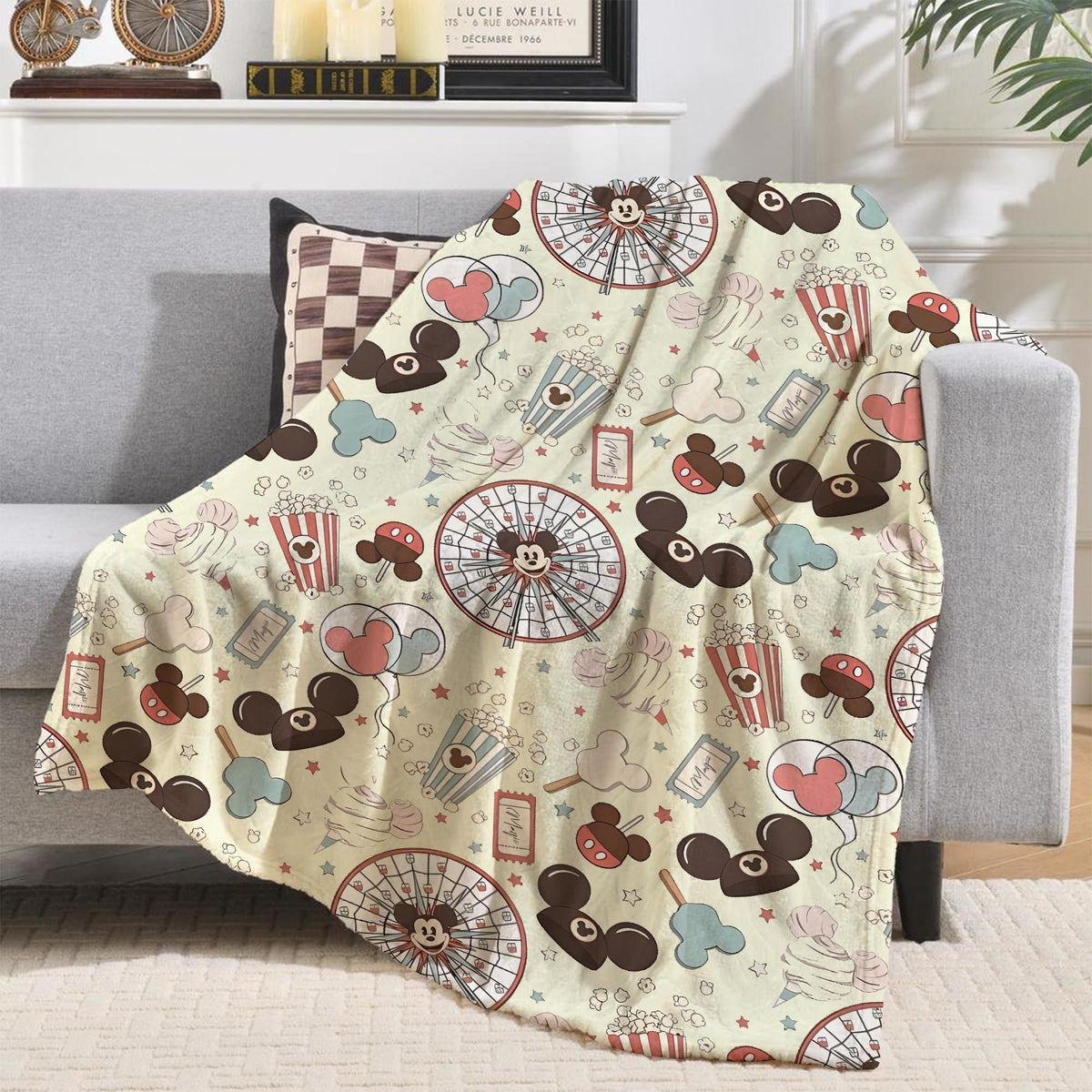 Personalized Magical Pastel Park Snacks Blanket, Custom Kids Name, Mickey Minnie Blankets, Disneyland Blankets, Magical Castle Blanket Throw