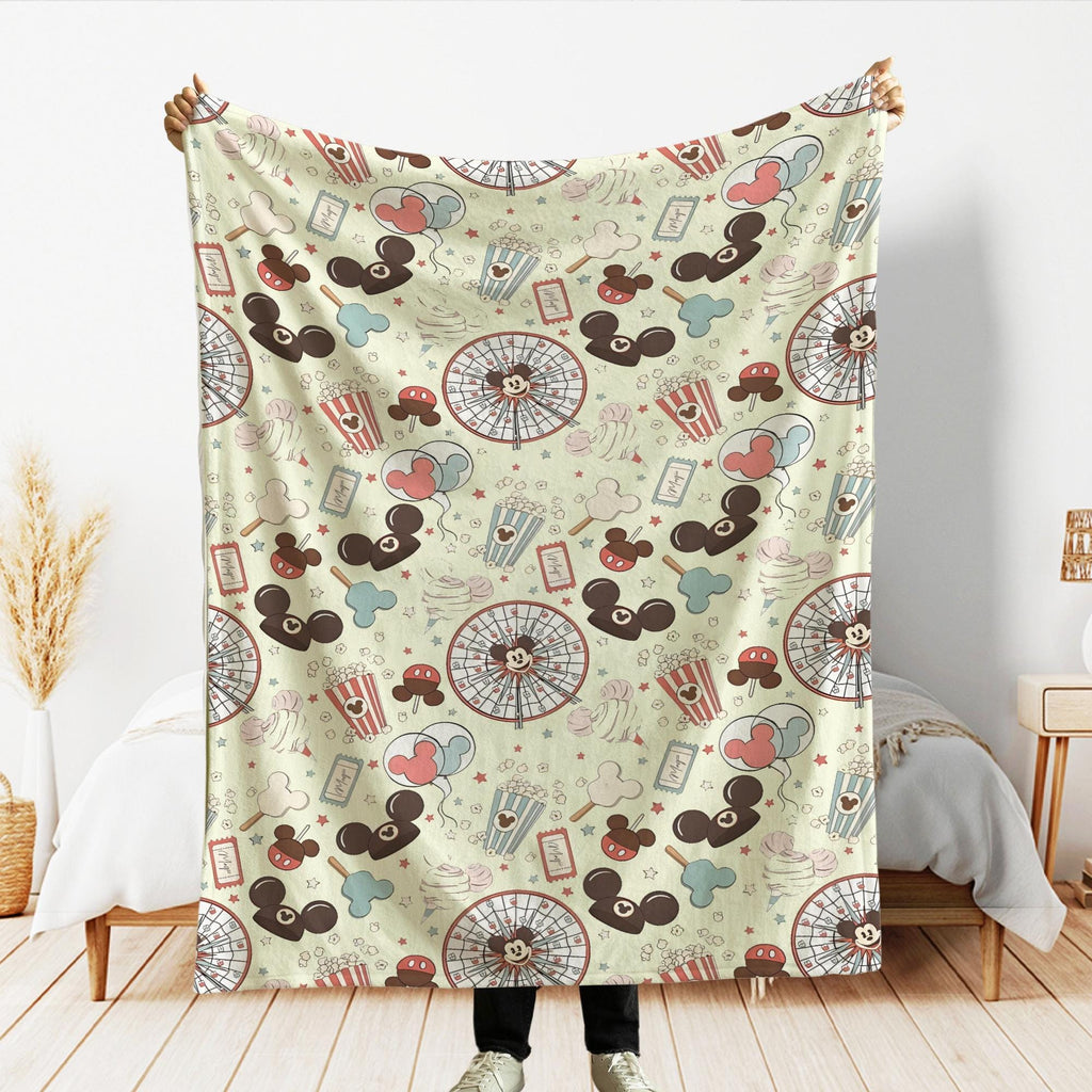 Personalized Magical Pastel Park Snacks Blanket, Custom Kids Name, Mickey Minnie Blankets, Disneyland Blankets, Magical Castle Blanket Throw