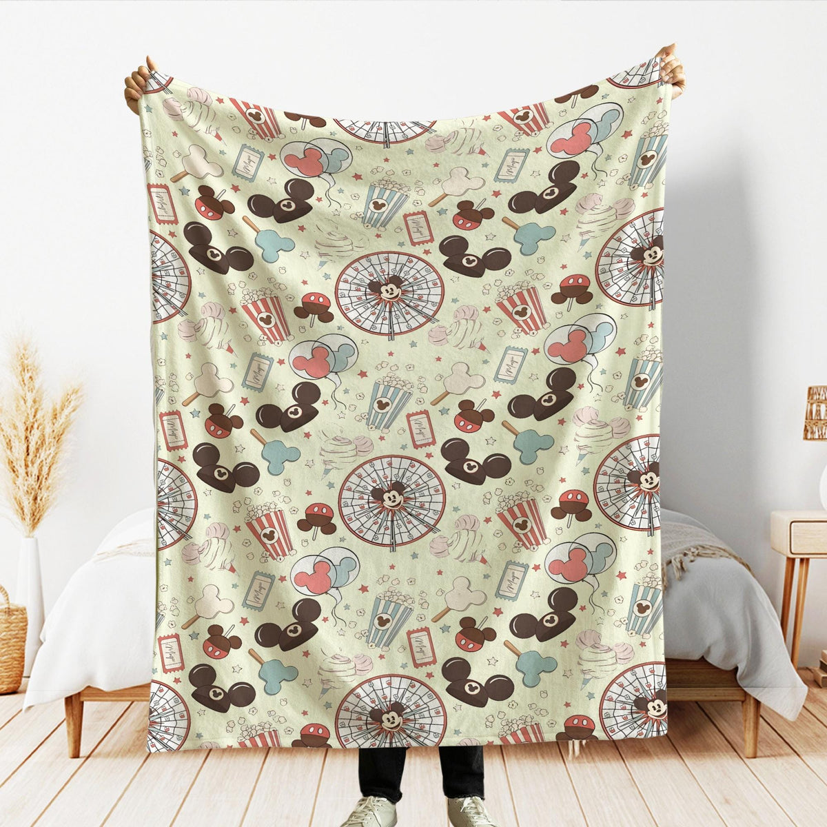 Personalized Magical Pastel Park Snacks Blanket, Custom Kids Name, Mickey Minnie Blankets, Disneyland Blankets, Magical Castle Blanket Throw