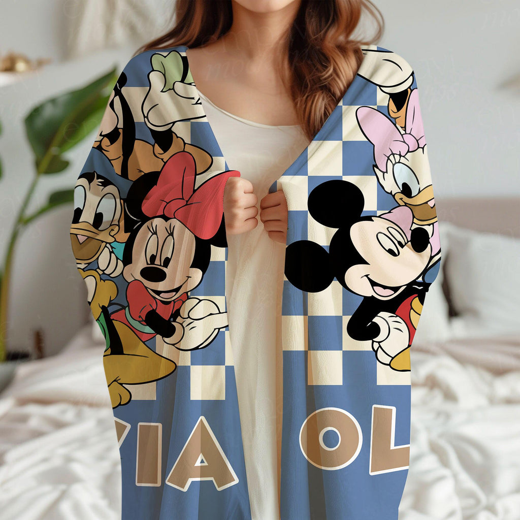 Custom Retro Mickey & Co 1928 Blanket, Mickey Mouse Throw, Magical Blanket, Disney Throw, Disneyworld Throw, Mickey And Friends Blanket