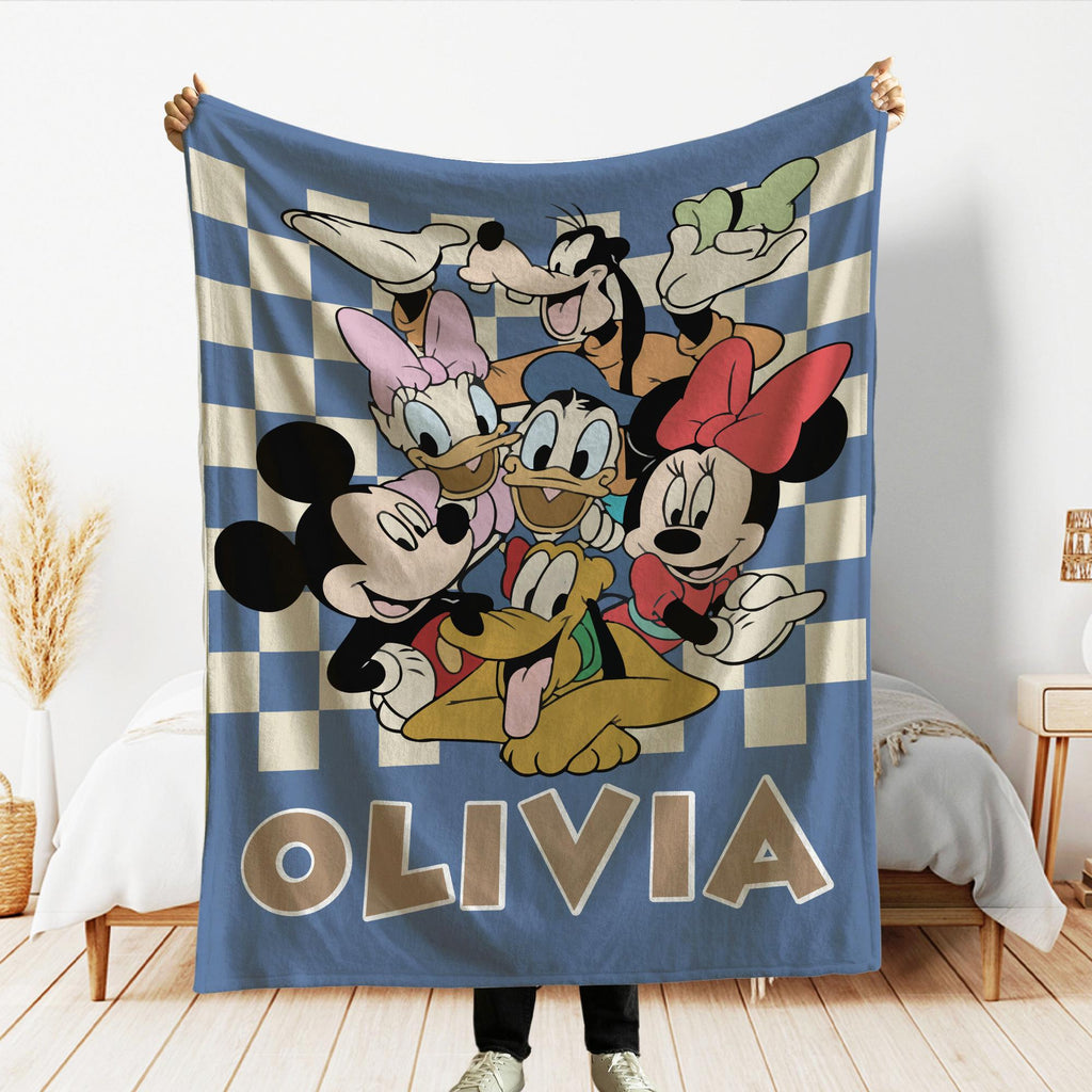 Custom Retro Mickey & Co 1928 Blanket, Mickey Mouse Throw, Magical Blanket, Disney Throw, Disneyworld Throw, Mickey And Friends Blanket