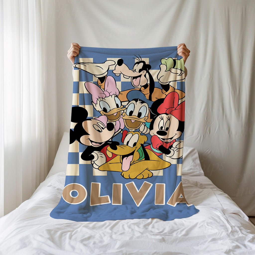 Custom Retro Mickey & Co 1928 Blanket, Mickey Mouse Throw, Magical Blanket, Disney Throw, Disneyworld Throw, Mickey And Friends Blanket